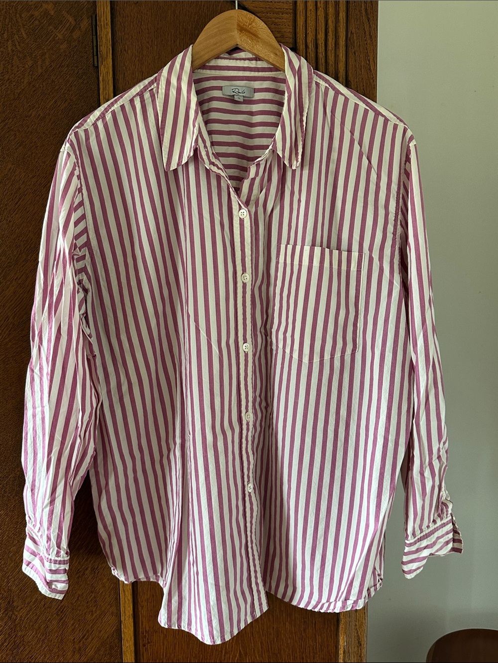 Rails Striped Button-Up Shirt Pink White XL